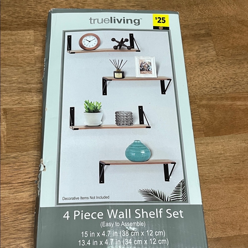 True Living Black and Brown Wall Shelf Set